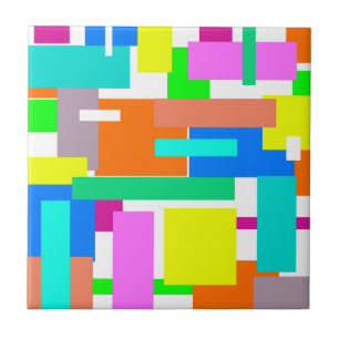 Positive Vibes Happy Colours Abstract Art Blocks Ceramic Tile