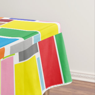 Positive Vibes Happy Colours Abstract Art Blocks Tablecloth