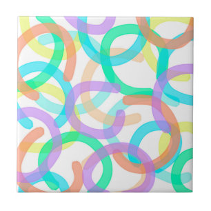 Positive Vibes Happy Pastel Colours Abstract Art Ceramic Tile