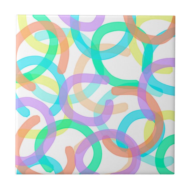 Positive Vibes Happy Pastel Colours Abstract Art Ceramic Tile (Front)