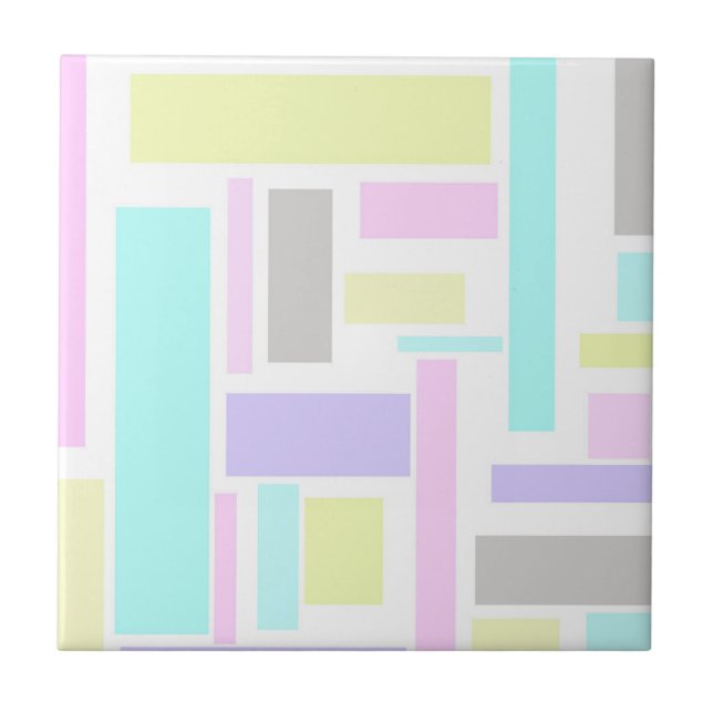 Positive Vibes Happy Pastel Colours Abstract Art Ceramic Tile (Front)