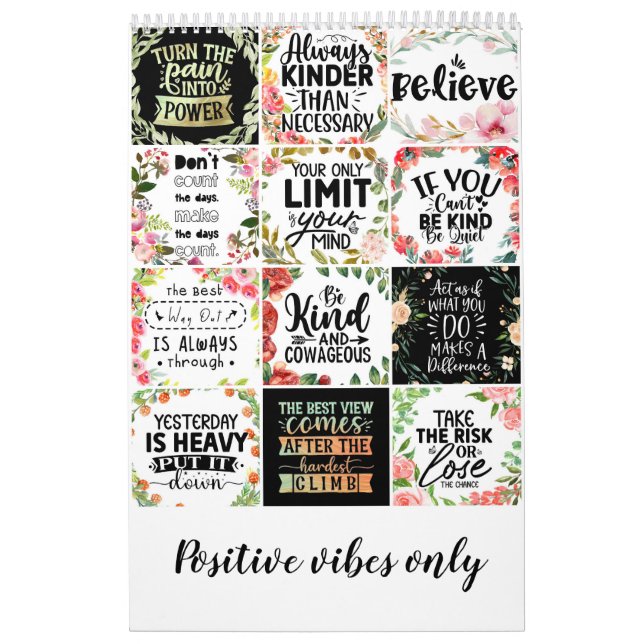 Positive vibes only calendar (Cover)