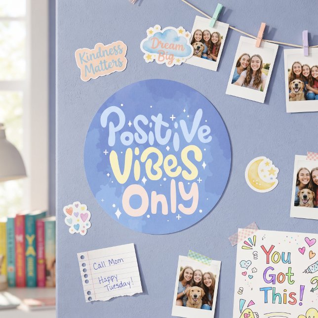 Positive Vibes Only Classic Round Sticker (Creator Uploaded)