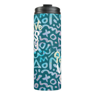 Positive vibes only green geometric thermal tumbler