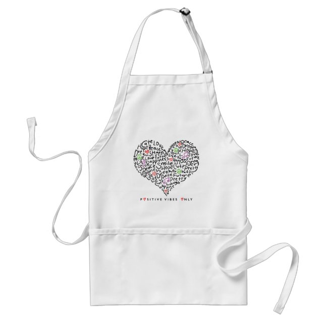 Positive Vibes Only Heart Design Standard Apron (Front)
