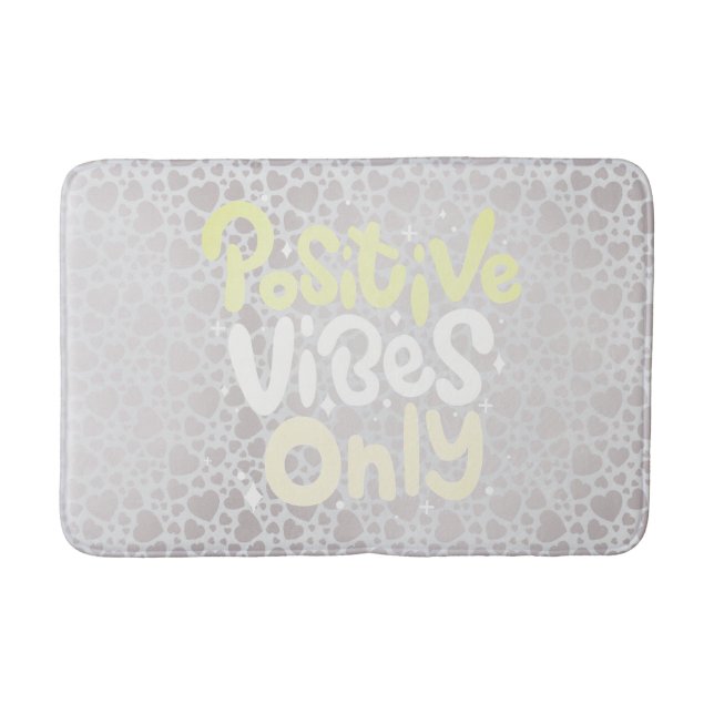 Positive vibes only neutral colour boho style bath mat (Front)