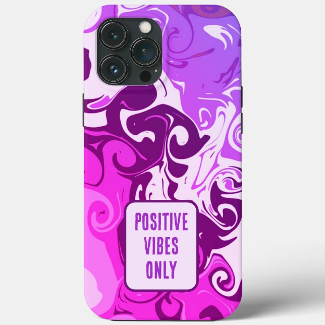 Positive Vibes Only Stylish Abstract Art Purple Case-Mate iPhone Case (Back)
