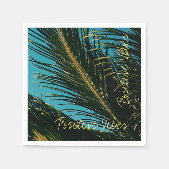 Positive Vibes Palm Tree Paper Napkin (Front)