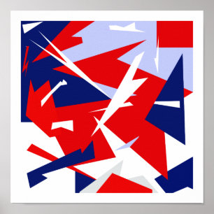 Positive Vibes Red Blue White Abstract Art Poster