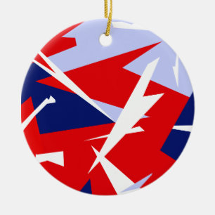 Positive Vibes Red Blue White Ceramic Ornament