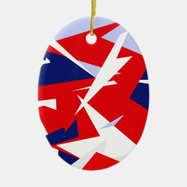 Positive Vibes Red Blue White Ceramic Ornament (Front)