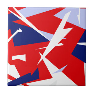 Positive Vibes Red Blue White Ceramic Tile