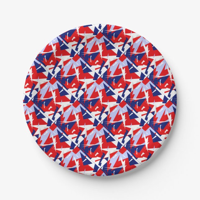Positive Vibes Red Blue White Paper Plate (Front)