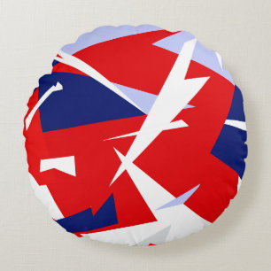 Positive Vibes Red Blue White Round Cushion