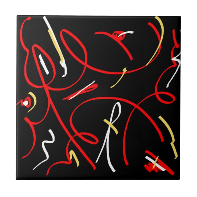 Positive Vibes Splash of Colour Happy Abstract Art Ceramic Tile (Front)