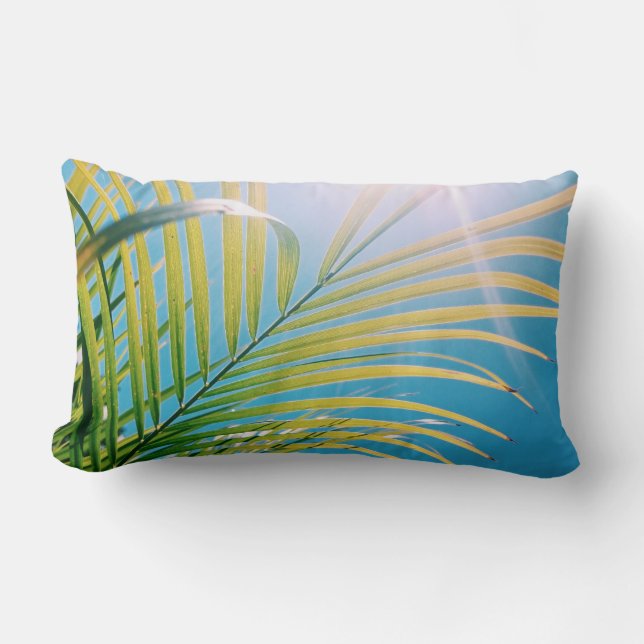 Positive Vibes Sunny Palm Tree Throw Pillow (Front)