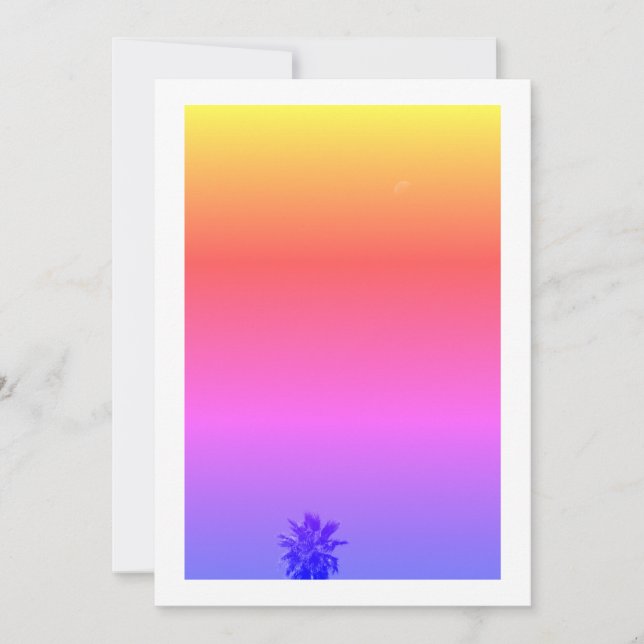 Positive Vibes Tropical Palm Tree Moon Minimalism Card (Front)