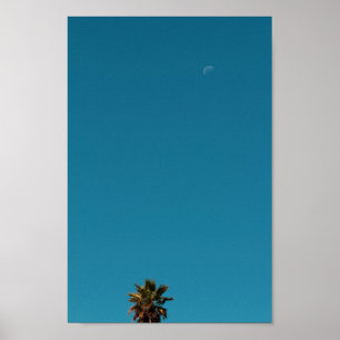Positive Vibes Tropical Palm Tree Moon Minimalism Poster