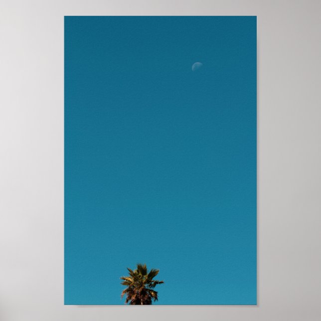 Positive Vibes Tropical Palm Tree Moon Minimalism Poster (Front)