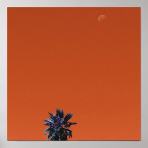 Positive Vibes Tropical Palm Tree Moon Minimalism Poster