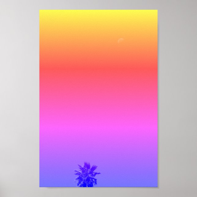 Positive Vibes Tropical Palm Tree Moon Minimalism Poster (Front)