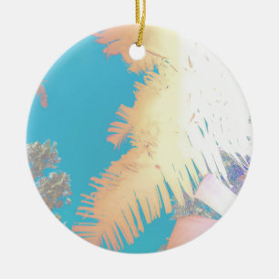 Positive Vibes Tropical Palm Trees Ceramic Ornament