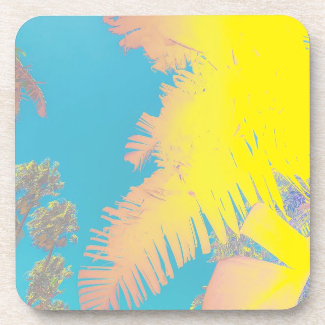Positive Vibes Tropical Palm Trees Coaster (Front)