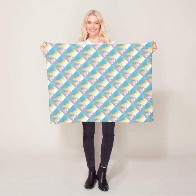 Positive Vibes Tropical Palm Trees Fleece Blanket (In Situ)
