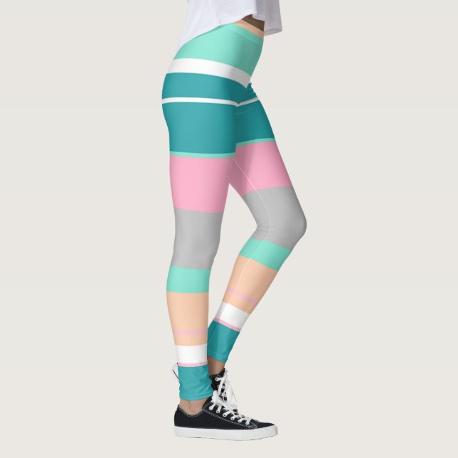 Positive Vibes Turquoise and Peach Leggings (Right)