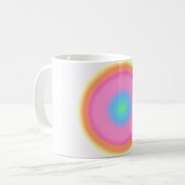 Positive Vibrations - Colourful Radial Gradient  Coffee Mug (Front Left)