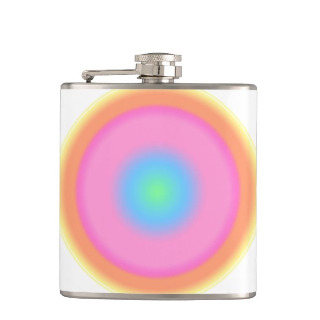 Positive Vibrations - Colourful Radial Gradient   Hip Flask (Front)