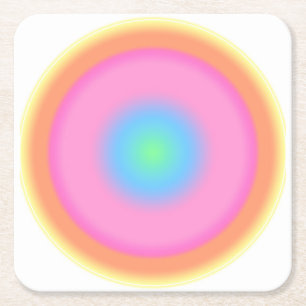 Positive Vibrations - Colourful Radial Gradient Square Paper Coaster