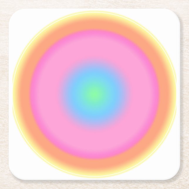 Positive Vibrations - Colourful Radial Gradient Square Paper Coaster (Front)