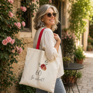 Positive Watercolor Roses Floral 60th Birthday Tote Bag