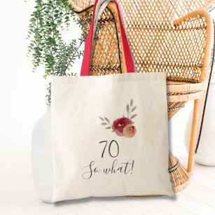 Positive Watercolor Roses Floral 70th Birthday Tote Bag