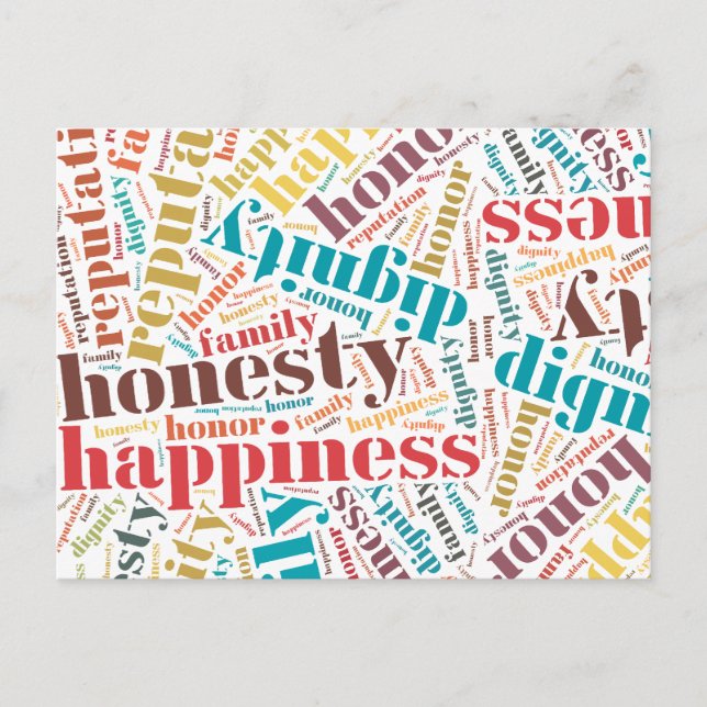 Positive words cloud postcard (Front)