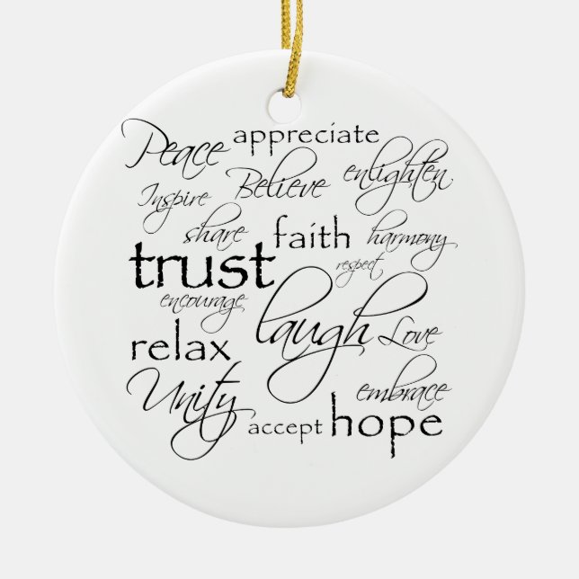 Positive Words Items Ceramic Tree Decoration (Front)