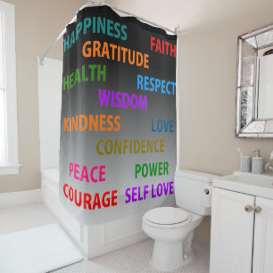 Positive words shower curtain