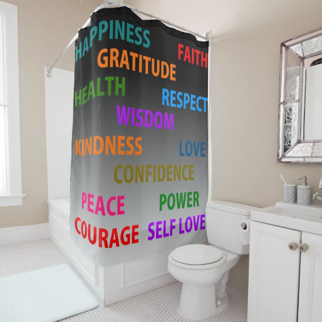 Positive words shower curtain (In Situ)