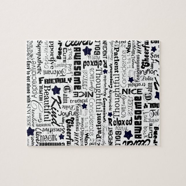 Positive words typography jigsaw puzzle (Horizontal)