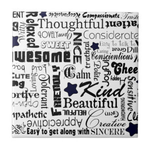 Positive words typography tile