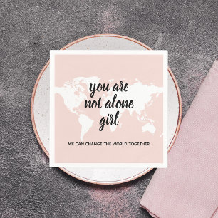 Positive You Are Not Alone Girl Motivation Quote Napkin