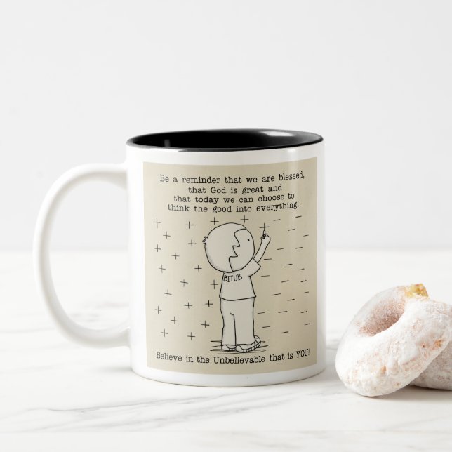 Positively Blessed Two-Tone Coffee Mug (With Donut)