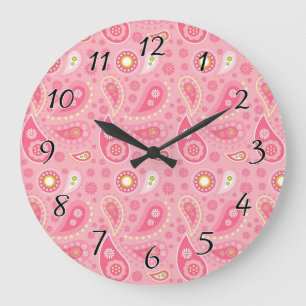 Positively Pink Paisley Large Clock