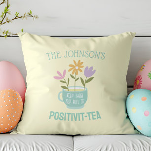 Positivit-tea Pastel Floral Spring Throw Pillow