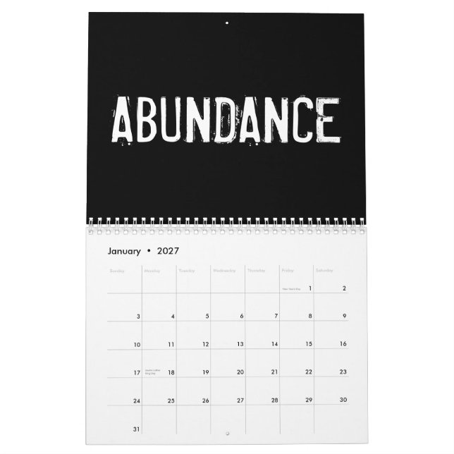 Positivity Affirmations Calendar (Jan 2027)