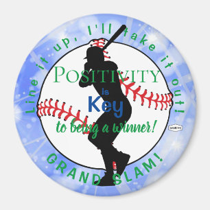Positivity Baseball  Magnet Light Blue HAMbyWG