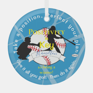 Positivity Baseball Ornament Blue HAMbyWG