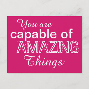 Positivity Capable of Amazing Things White Pink Postcard