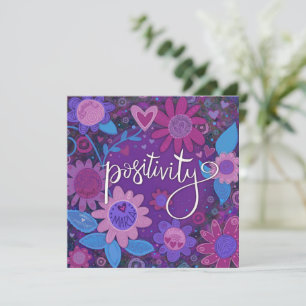 Positivity Inspiring Heart Floral Pretty Purple Holiday Card